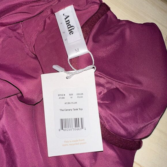Andie Women Size M The Canary Tank Top Plum Swim NEW Glossy Eco Nylon - Picture 5 of 9